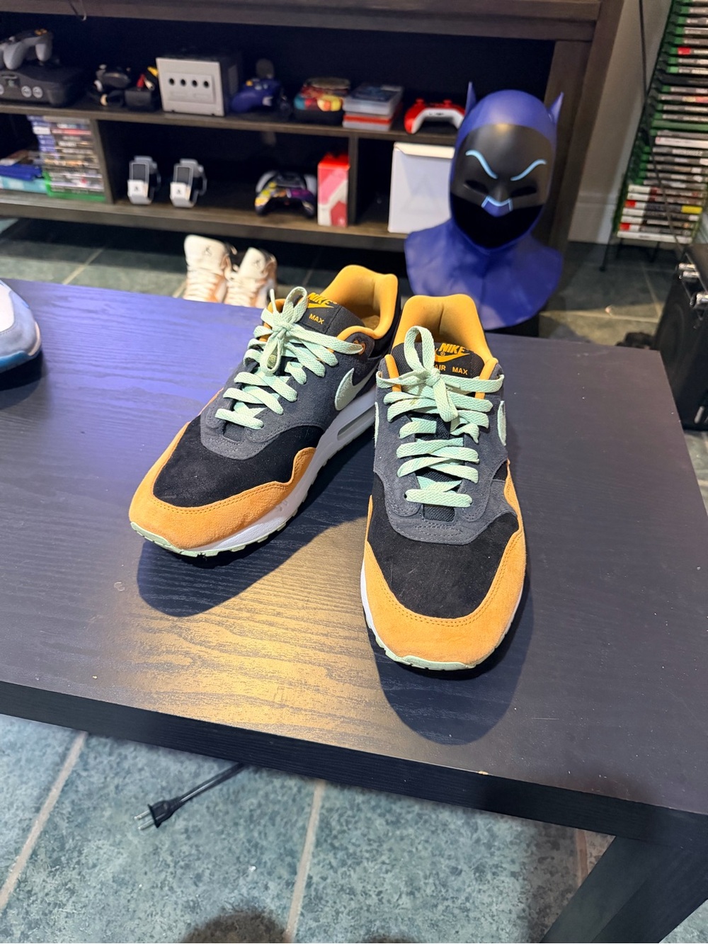 Size 11 Nike Men's Sneakers AirMax - Black, Orange & Mint Accents